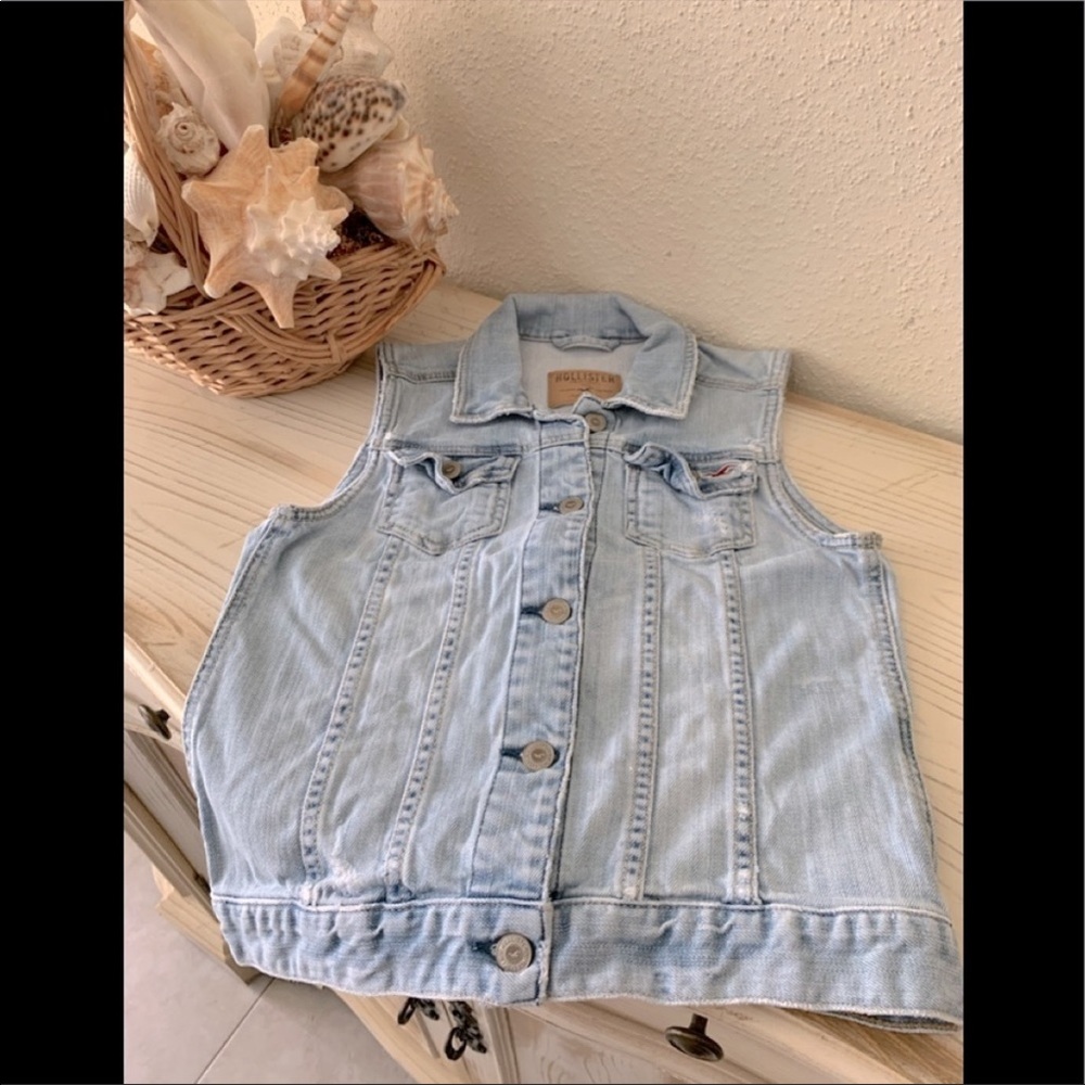 {Hollister} Light Blue Denim Vest